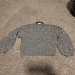 Vici Gray Sweater with Sparkling Details